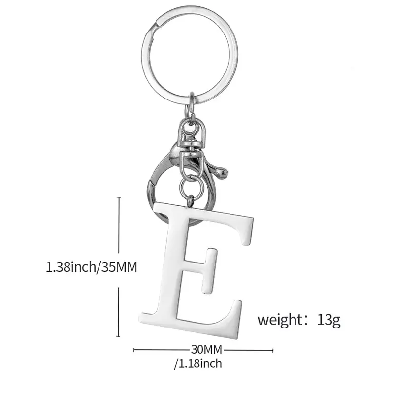 2PCS Cute Steel Keychain Initial Letter A Z Key Ring Sweet Key Chains for Women Girls Handbag DIY Jewelry Gifts