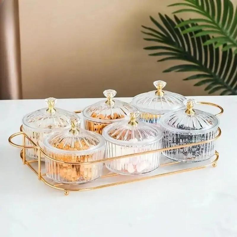 Snack Boxes with Compartments, Luxury Divided Container, Serving Tray with Lid for Dried Fruit Candy Chips Pickle Spice, Food Box for Party Home Decor 3