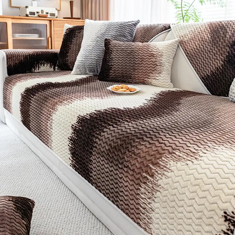 Geometric Pattern Short Plush Sofa Cover, 1 Count Non-slip Sofa Slipcover, Machine Washable Sofa Protector for Home Living Room Decor 7