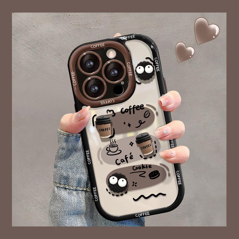 IPhone Suitable for Apple 14promax Phone Case Iphone13 Graffiti Coffee Briquette Doll 11/15 Silicone Funny /16 1