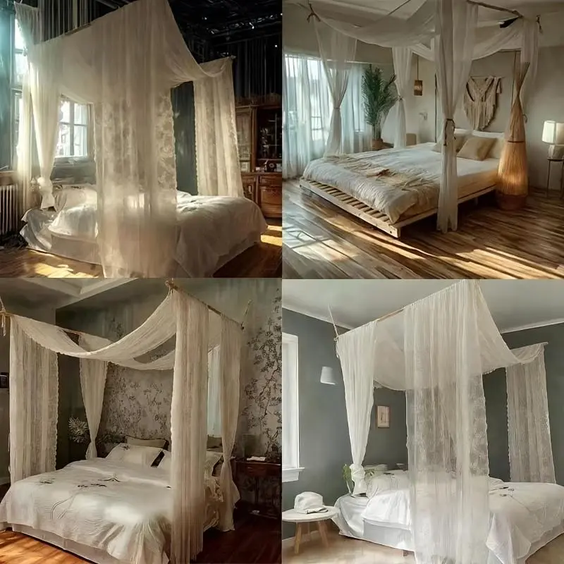 Bed Canopy, 1 Count Elegant Lace Bed Canopy, Bedding Accessories for Home Bedroom, Bedroom Accessories, Bedroom Decor, Frame Not Included 5
