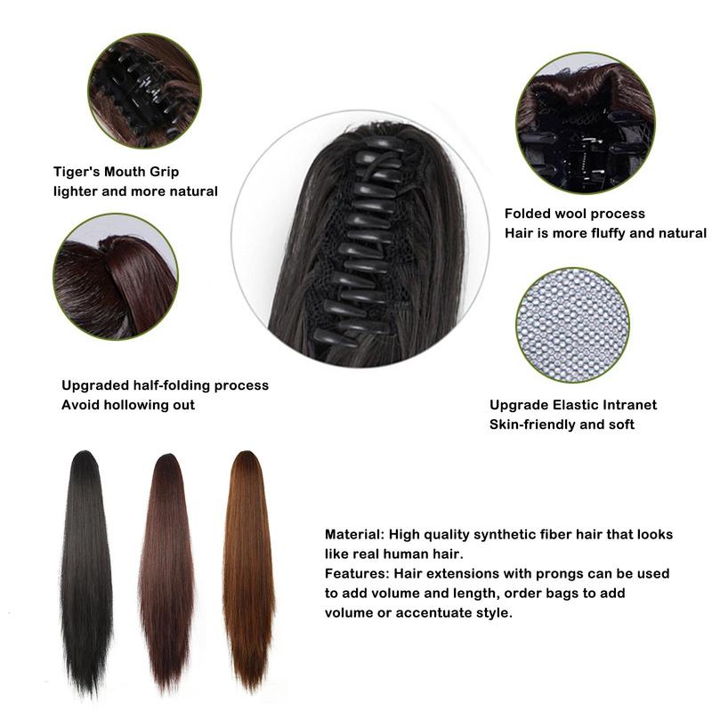 Product Introduction of Long Claw Ponytail Hair Fashion Women Long Claw Ponytail Synthetic Hair Extensions Straight Hair Pony Tail Hairpiece Wigs 29