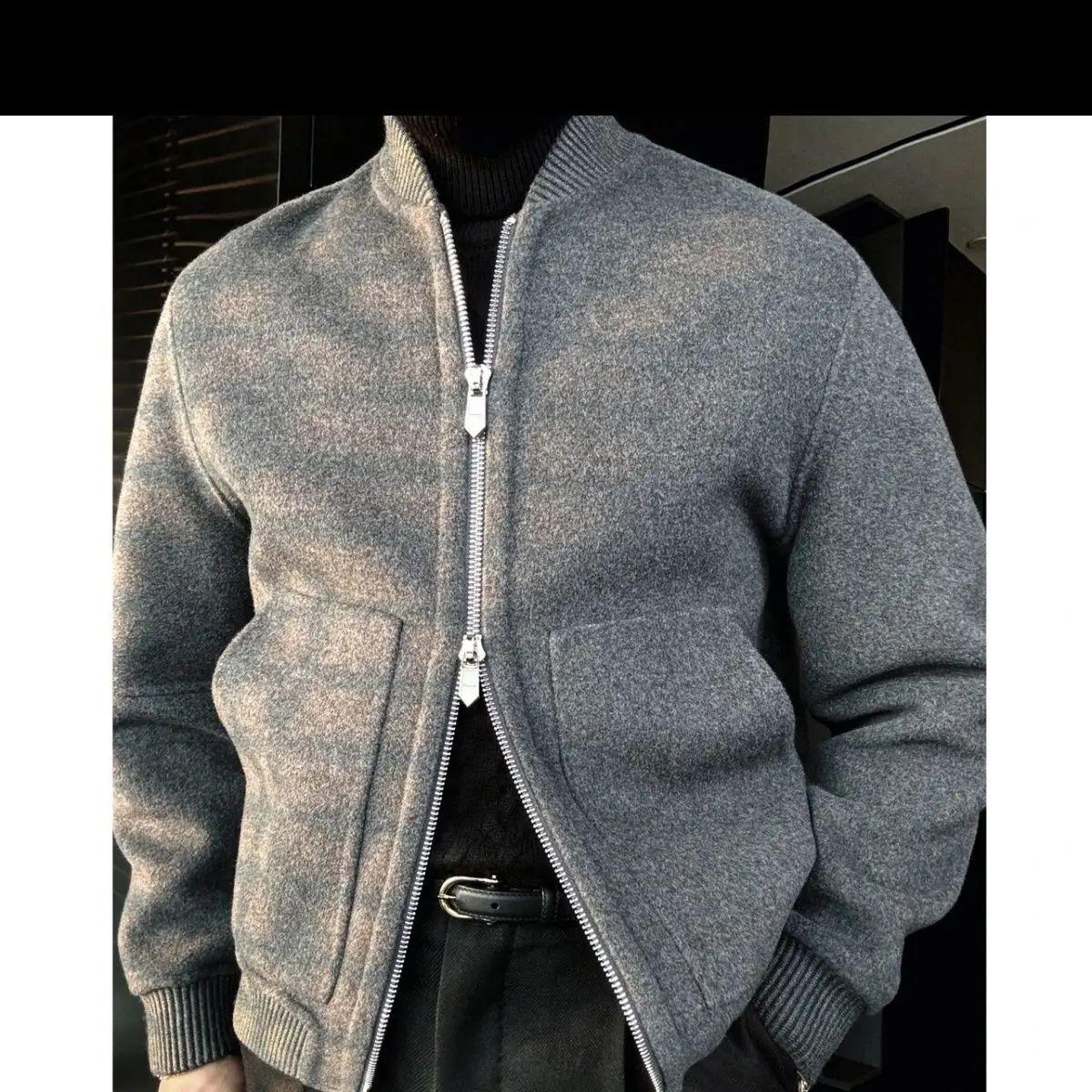 European goods thick new autumn and winter to men's warm easy to match simple fashion color smooth collar gray men's Jacket Áo Menswear Xám Jacket Áo Blazer Tay Dài
