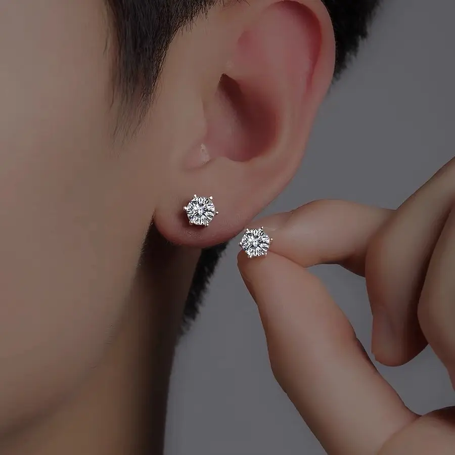 Bông bạc ý 6 chấu đính đá CZ 5li4 (9 nút tài lộc) hàng siêu hot unisex
