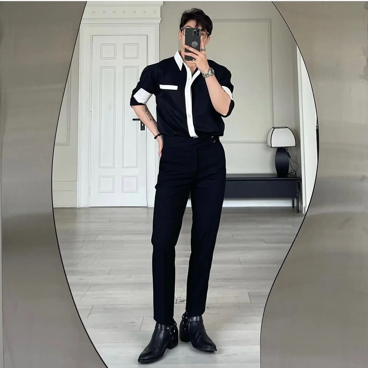 Áo sơ mi nam fom rộng hàn quốc Thông thường
