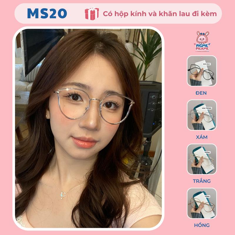 Gọng kính cận nữ dáng oval khung kim loại bọc nhựa trendy thời trang Pigme MS20