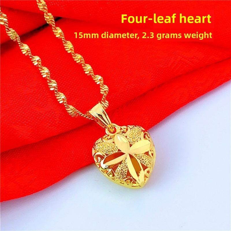 Necklace Women's brass gold-plated pendant Necklace Water ripple collarbone chain Long-term non-fading jewelry for girlfriend 3