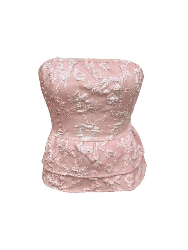 Women's Plain Textured Cut Out Tiered Layer Tube Top, White Tube Top, Boho Tie Back Strapless Top for Summer, Ladies Clothes for Beach Holiday Vacation 5