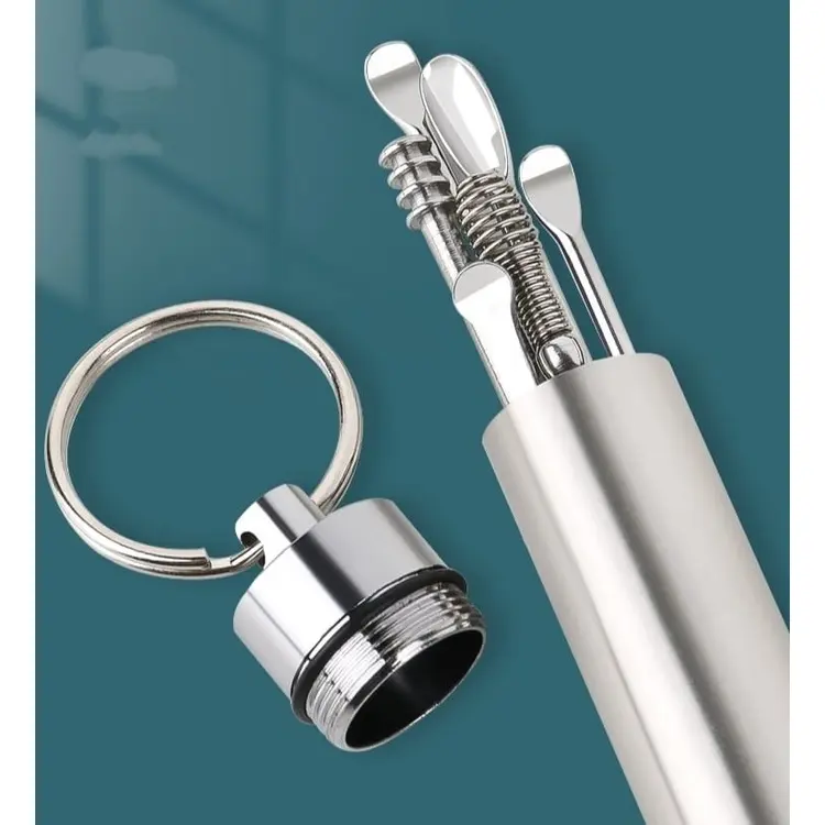 AZAHRA KOREK KUPING STAINLESS 6in1 PLUS WADAH TABUNG ALAT PEMBERSIH TELINGA EAR CLEANER KOTORAN SET 3
