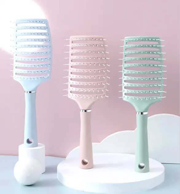 Combo 4 Lược Chải Gỡ Rối Làm Phông Tóc - Lược Bán Nguyệt Màu Trơn Pastel Siêu Xinh 2