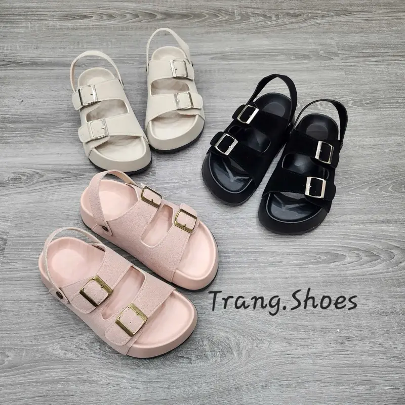 Dép 2 in 1 - 2 khuy vuông (khuy vàng)- da lộn đế cao 5 cm. Cá tính , Năng Động hottrend, dep2in1 giày đẹp