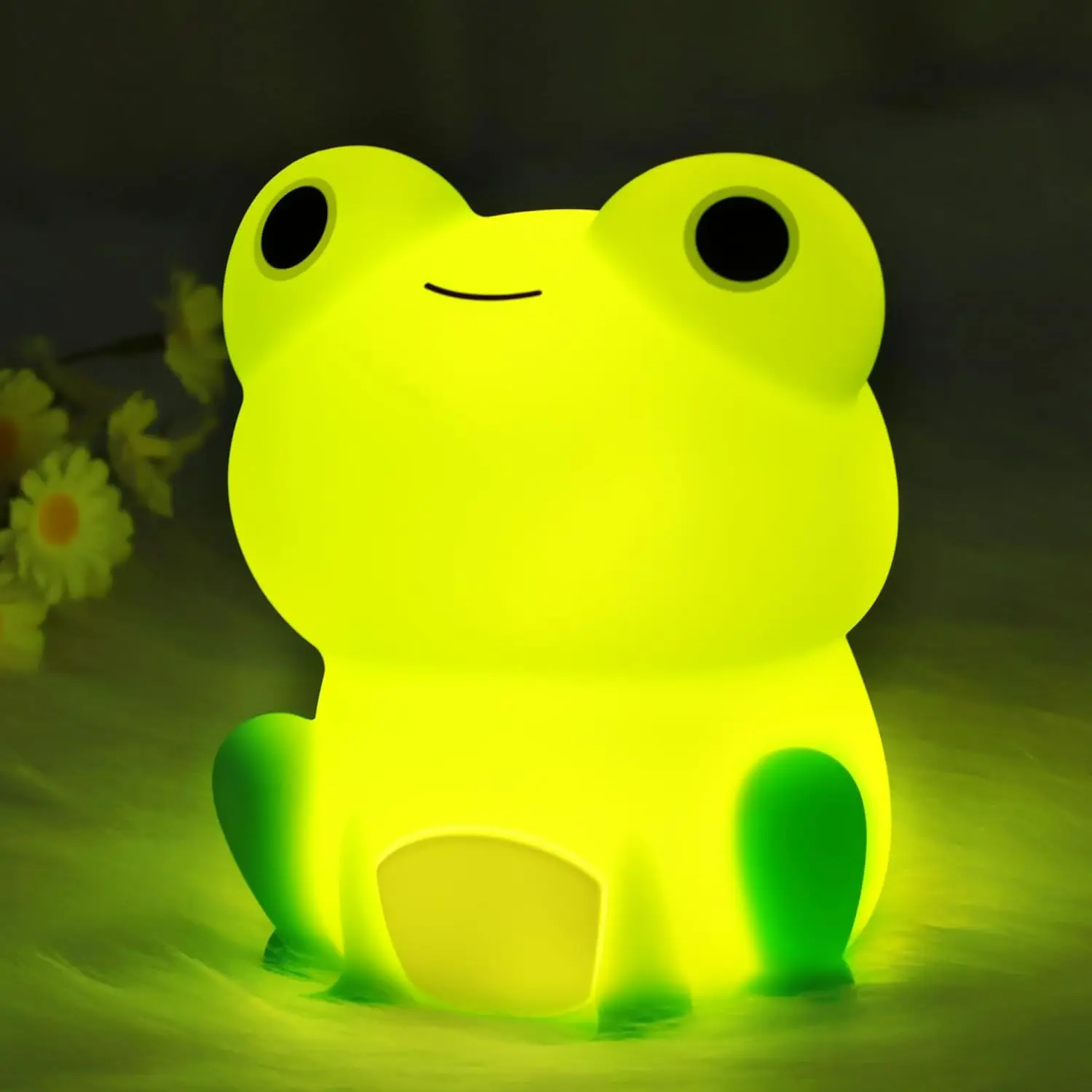 Cute Frog Design Night Light, USB Rechargeable Soft Silicone Sleeping Night Lamp, Dimmable Timer Night Light for Bedroom