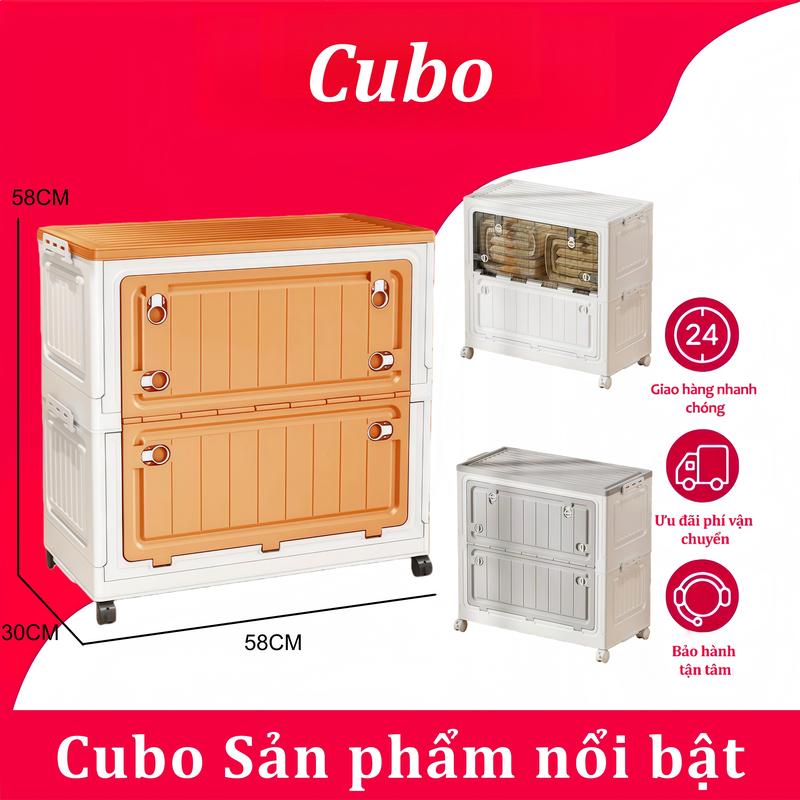  【Rộng 58 CUBO Hộp gấp nắp mở hộp đựng quần áo sức chứa lớn kín và chống bụi nhựa pp chất lượng cao có bánh xe đa năng 