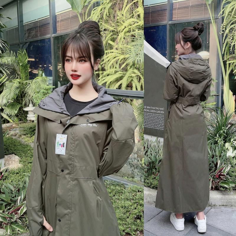 Áo mưa măng tô nữ một đầu PU 2 lớp thời trang cao cấp chống mưa phùn chống gió lạnh giá rét mùa đông - Ao mua mang to nu Chống Nước Đồng