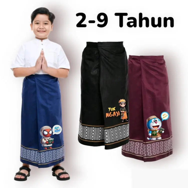 sarung instan anak Motif karakter Muslim / sarung anak instan Tenun / sarung anak 2-9 tahun / sarung instan anak laki laki 0