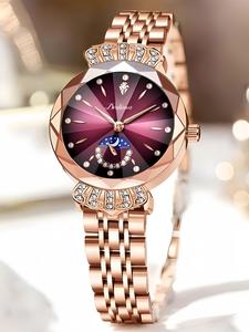 Reloj de cuarzo luminoso para mujer con decoración elegante de diamantes de imitación, reloj de pulsera redondo resistente al agua con esfera exquisita y a la moda, reloj ideal como regalo para mujeres con caja, ofertas del Día Nacional
