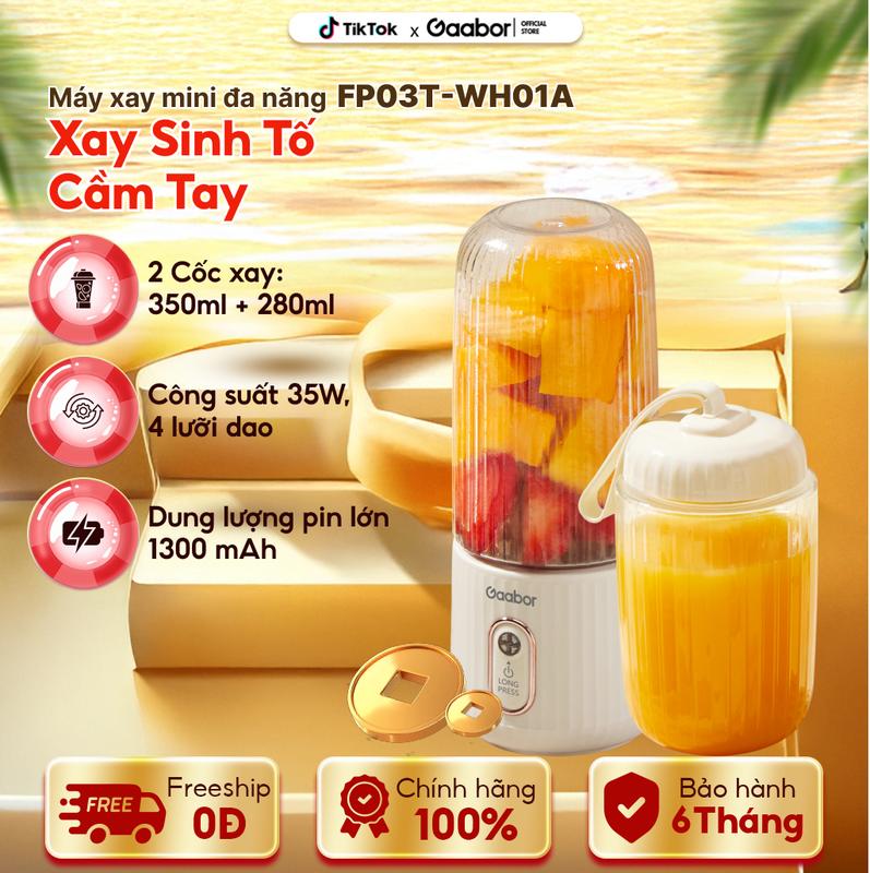 Máy xay sinh tố cầm tay Gaabor FP03T-WH01A dung tích 350ml 280ml  nhỏ gọn pin Nấu Ăn Xay Sinh Tố - BẢO HÀNH 6 THÁNG xay sinh tố  Nấu Ăn Xay Sinh Tố food processor máy xay máy xay nhựa