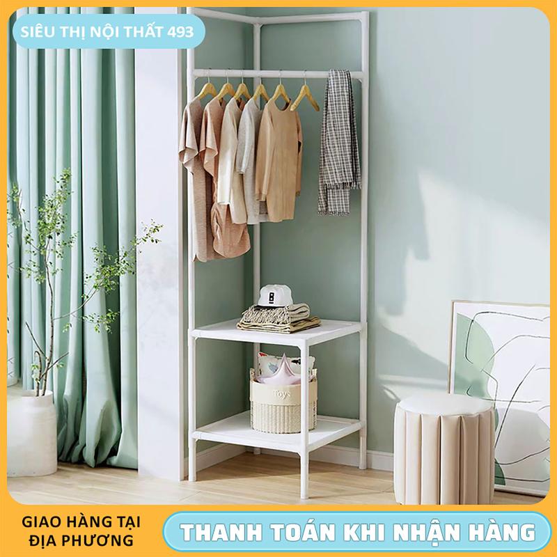 Giá Treo Quần Áo Chữ V Góc Tường Để Đồ 2 Tầng Tiện Lợi Phòng Ngủ Phòng Khách- Kệ treo quần áo thông minh