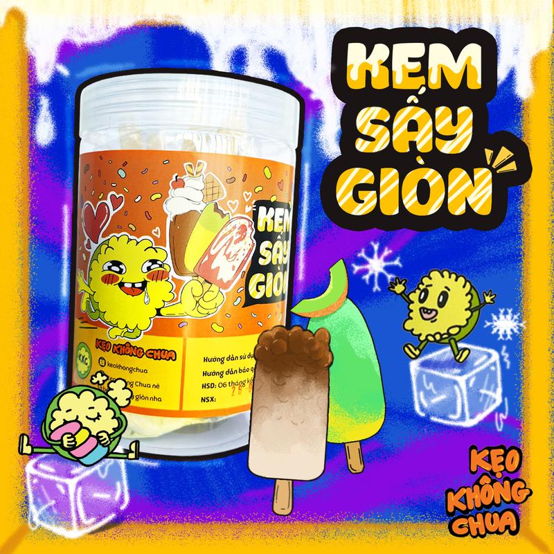 COMBO 2 HỘP KEM SẤY GIÒN ( VỊ NGẪU NHIÊN ) - sấy giòn KKC Kẹo Không Chua
