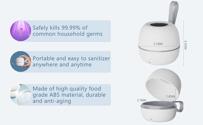 Product Introduction of Upgrade Portable Pacifier Sanitizer UV Light Sterilizer Box Easy to Carry Baby Pacifier Sanitizer On The Go 9