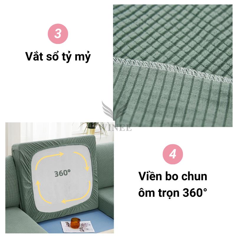 Bọc đệm sofa bọc nệm, gối tựa sofa chống xô lệch vải nỉ caro dày dặn mềm mịn 7
