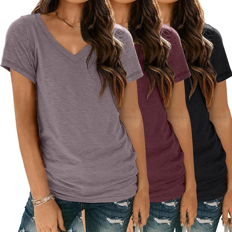 3 Pack V Neck T Shirts for Women Short Sleeve Tshirts Summer - TikTok Shop