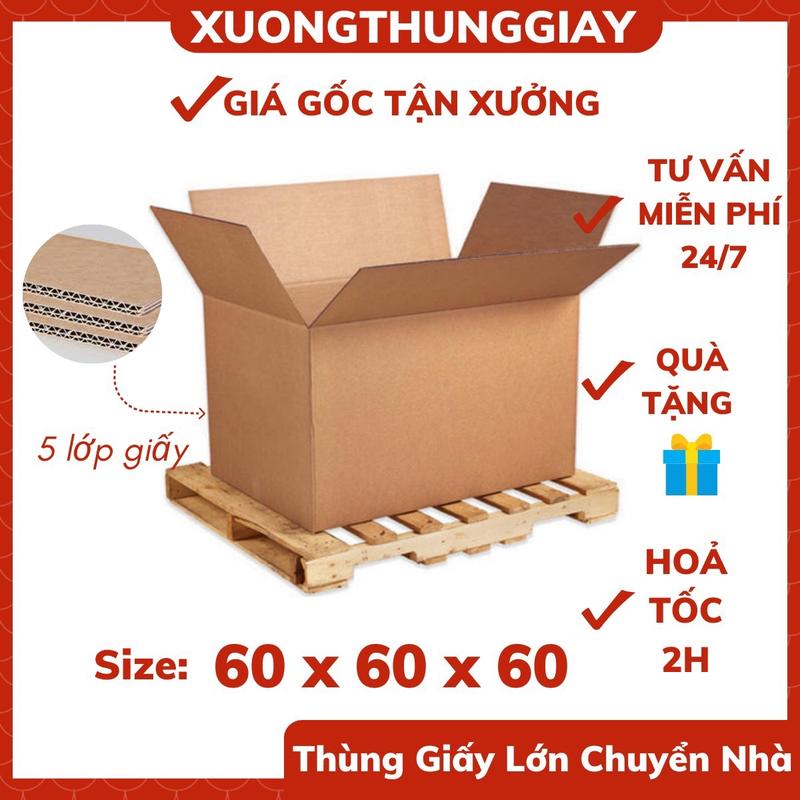 Thùng giấy lớn 60x60x60 đóng hàng chuyển nhà, hàng hoá dày cứng 5 lớp