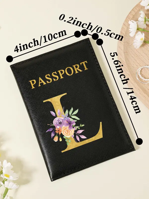 Letter Pattern Passport Holder, Multi Card PU Passport Cover, Portable Travel Card Holder, Stylish Minimalist Design Card Holder for Safe Storage of Cards and Documents 1