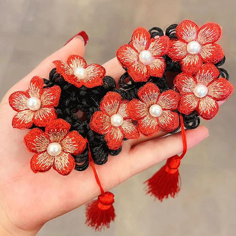 Product Introduction of Tóc Giả Trẻ Em, Phụ Kiện Tóc Scrunchies Bóng Tua Rua, cài tóc Cô Gái Năm, Phong Cách Cổ Trang Mới, C4J1 32