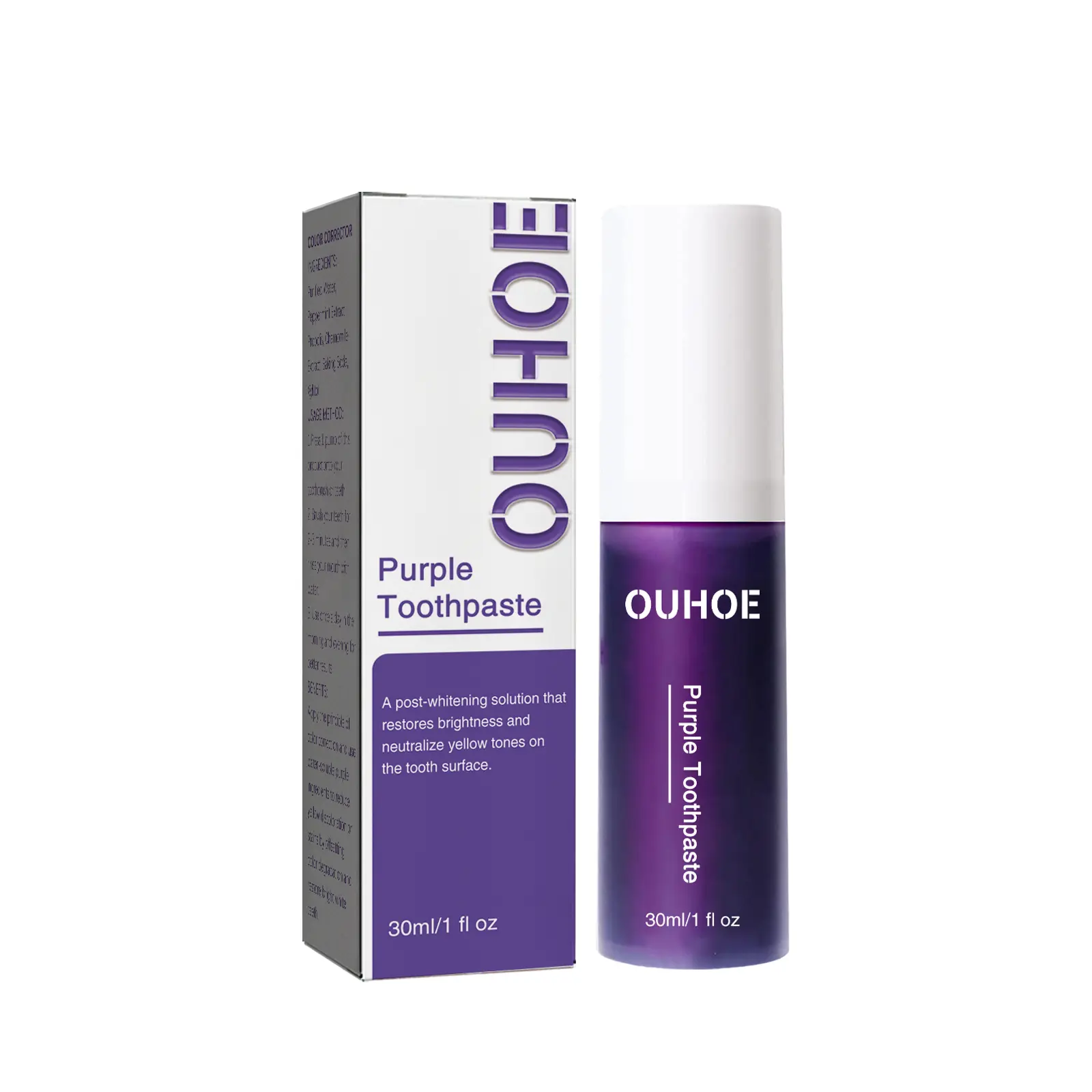 OUHOE Purple White Toothpaste Daily Gentle Oral Care Cleaning Fresh Care Teeth Cleaning Care
