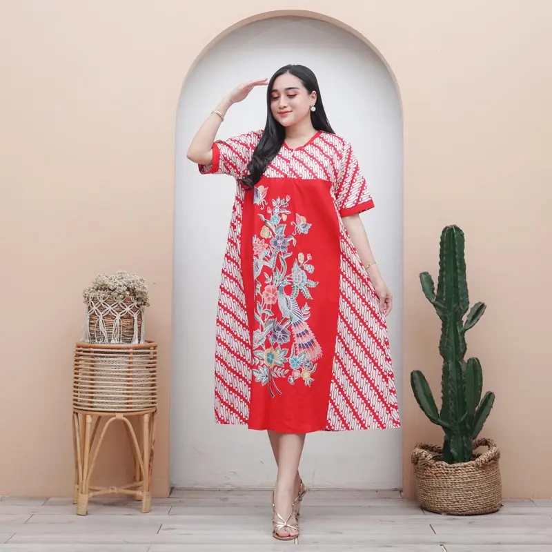 Daster payung encim motif parang-Daster bahan rayon premium busui freindly motif bunga lengan pendek ukuran standar ld 110 Pb 115 baju rumahan adem homedress kekinian adem nyaman dipakai Panjang Kain Ibu Menyusui 5