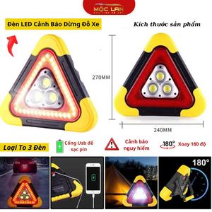 Đèn LED Tam Giác 3 Bóng Cảnh Báo Dừng Đỗ Xe ÔTô Tránh Va Chạm Khẩn Cấp Có Sạc USB Và Sử Dụng Năng Lượng Mặt Trời
