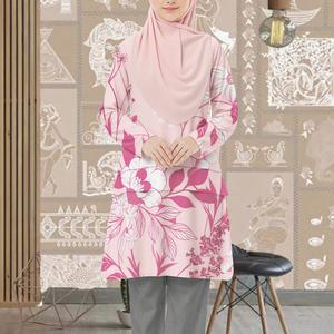 Pakaian Muslimah, Hendycs, Baju-T Dewasa dan Kanak-kanak, Set Keluarga dan Pasangan, Gaun Muslimah Panjang, Pakaian Jersi Islamah, Warna Hijau