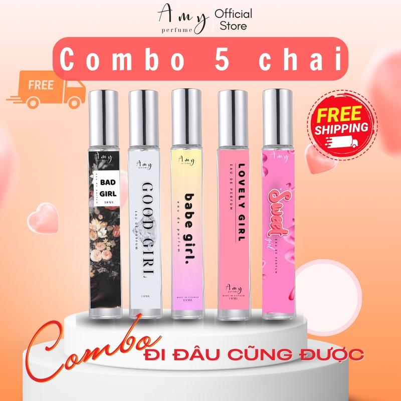 Combo 5 Chai Nước Hoa Nữ AMY 10ml Good Girl - Bad Girl - Babe - Lovely - Sweet Ngọt Ngào Năng Động Khiêu Khích Women Perfume Cosmetic Xịt Thơm