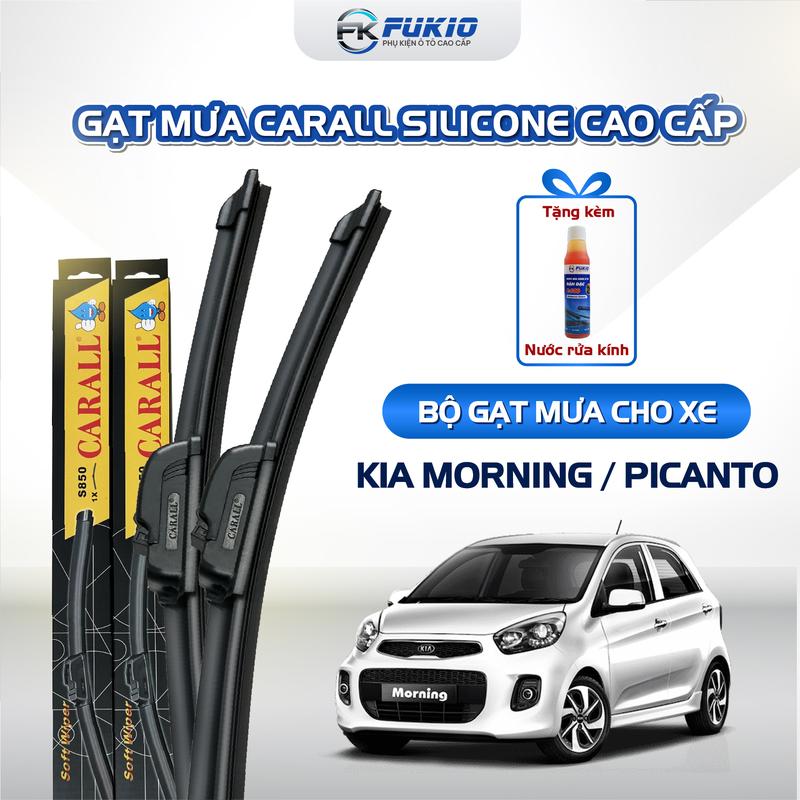 [ Gạt Mưa Morning ] Bộ Gạt Mưa Carall, Lưỡi Gạt Silicon, Thân Mềm Cao Su, Móc U Dùng Cho Dòng Xe Kia Morning / Picanto - Gạt Sạch, Êm Ái, Bền Bỉ - Fukio Bảo Hành 1 Đổi 1