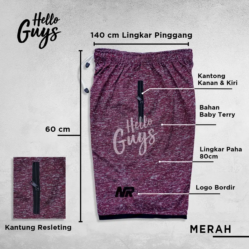 Celana pendek jumbo bb 120kg 110kg 100kg 90kg 80kg ukuran 3XL - 4XL motif polos kantung resleting 8