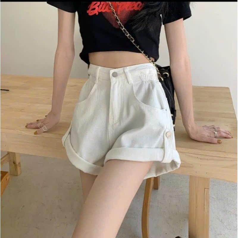 ( BIG SIZE 35 Đến 80kg ) Quần Sooc Bò Ông To 2 Mầu Đen Trắng Nữ Jean