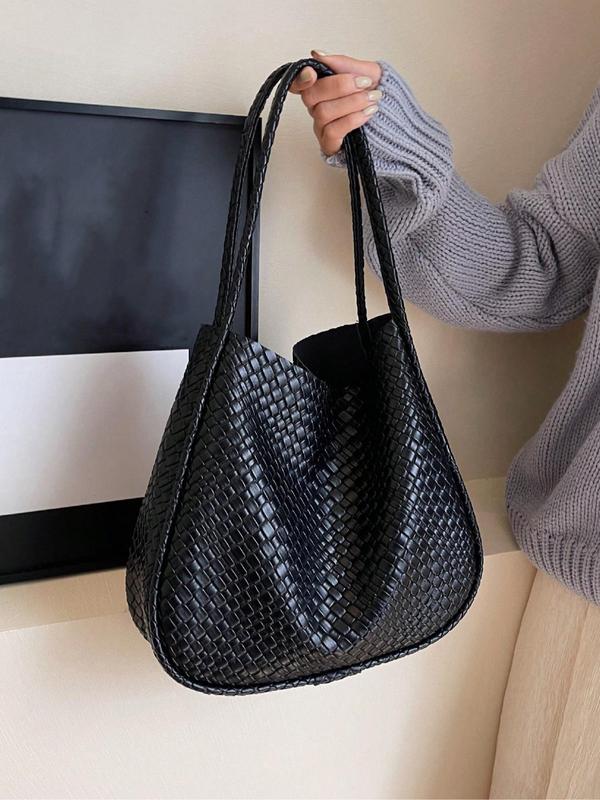 Women's Braid Design Shoulder Bag, Fashionable Large Capacity Pu Leather Bag for Work & Daily Used, Casual Trendy Versatile Daily Commuting Bag, National Day Offers,  Tote Bag for Women 6