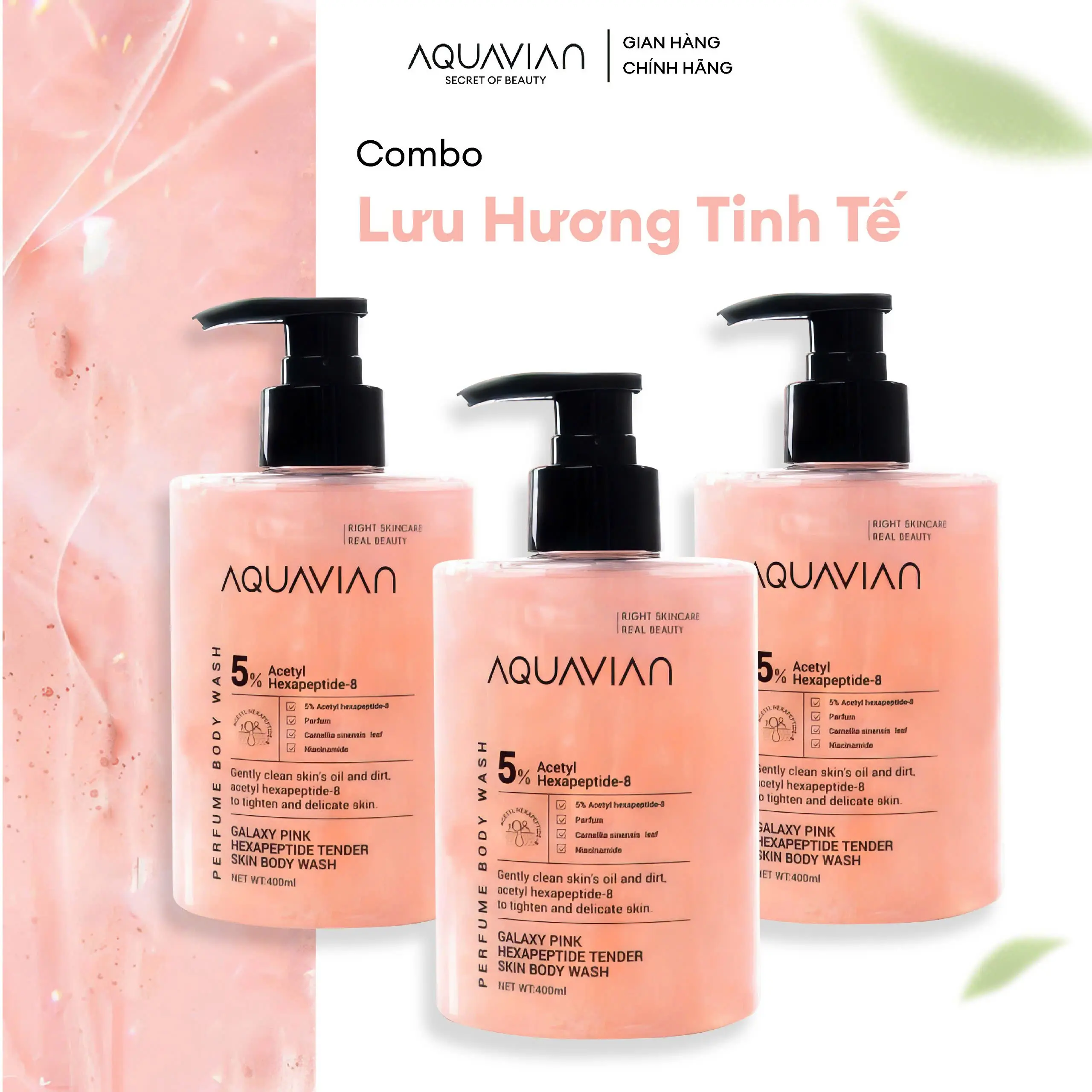 COMBO 3 SỮA TẮM NƯỚC HOA GALAXY PINK Nước Hoa 400ml Duy Trì Da Ẩm Mịn, Trắng Hồng Toàn Diện