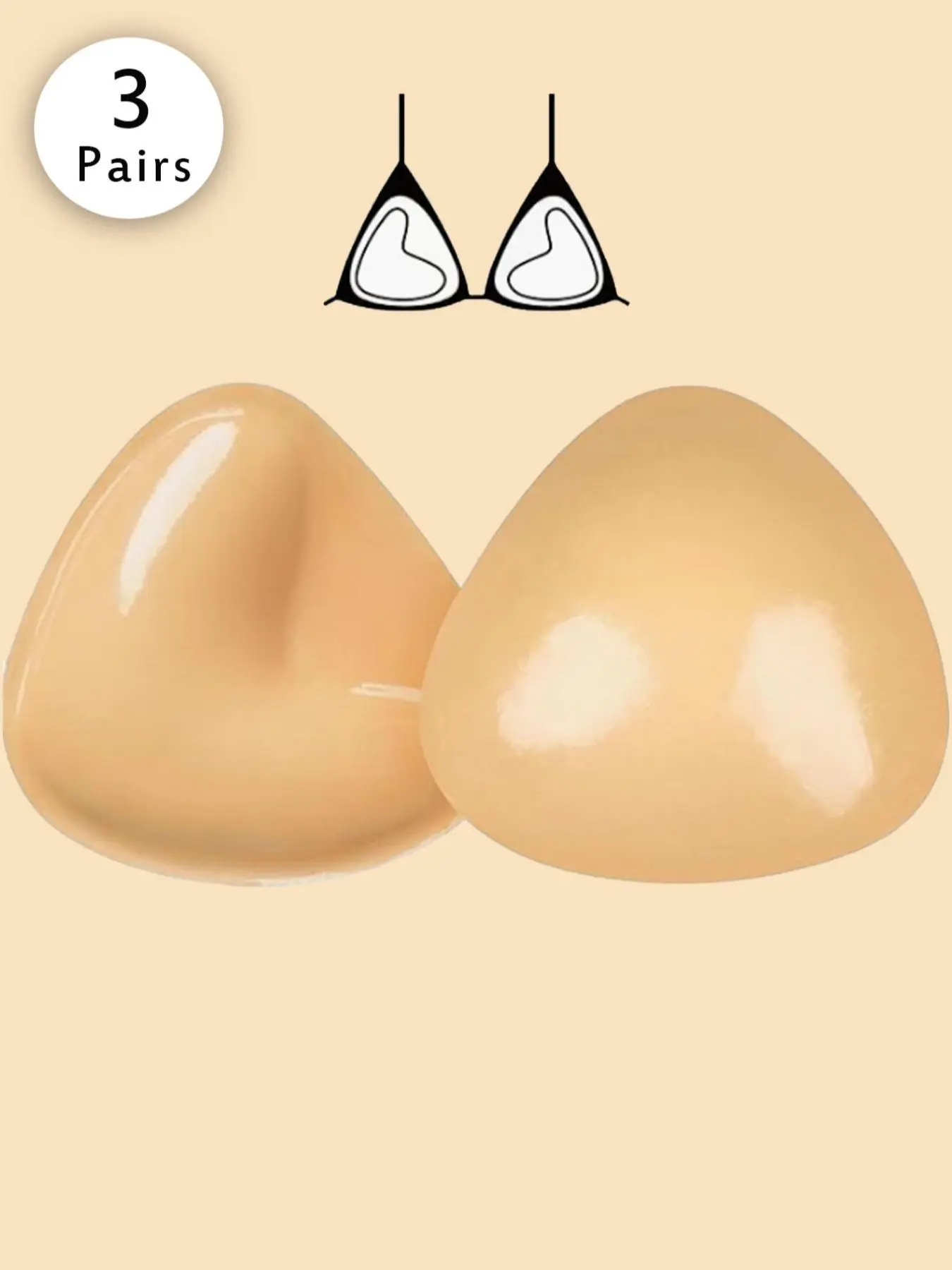 Double-sided Sticky Bra Pads Inserts, Tight Fit 3 Pairs Ultra Instant Lift Bra Inserts, Push Up Bikini Pad for Swimsuit Sports Bra