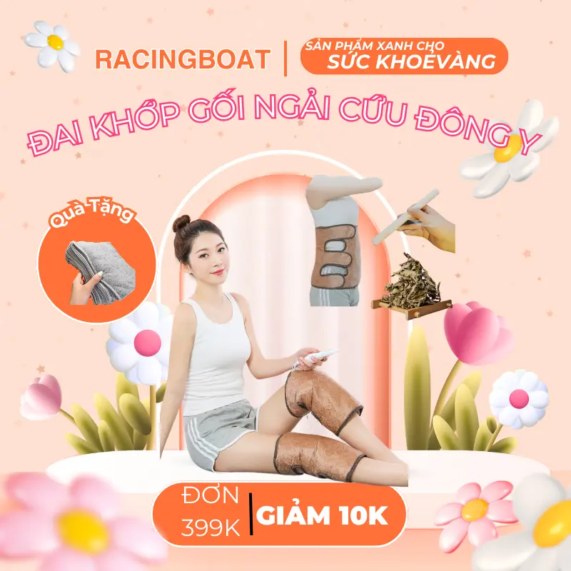 Tặng Vận Chuyển-Đai khớp gối ngải cứu đông y chính hãng - Cải thiện đau mỏi, tê bì chân tay, khô khớp, thoái hóa khớp 0
