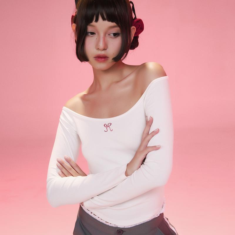Áo ôm Shebyshj freesize tay dài gắn nơ Chi Pu - Long Sleeve Top 5