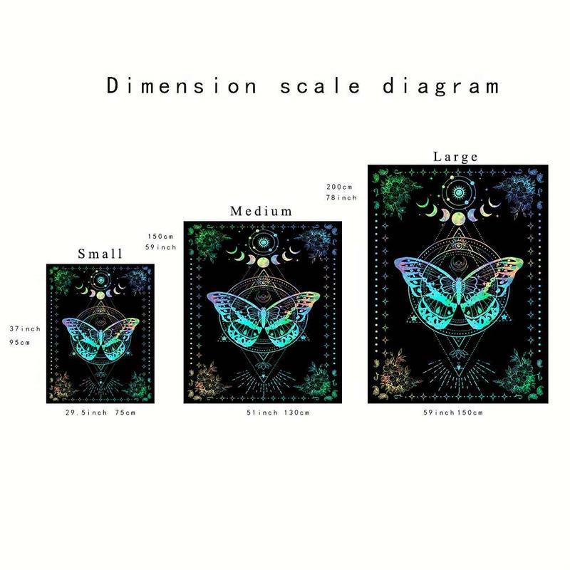 1 Count Dreamy Butterfly & Flowers Pattern Throw Blanket, Boho Moon & Butterfly Tapestry, Wall Hanging Decor for Home Bedroom Living Room 1