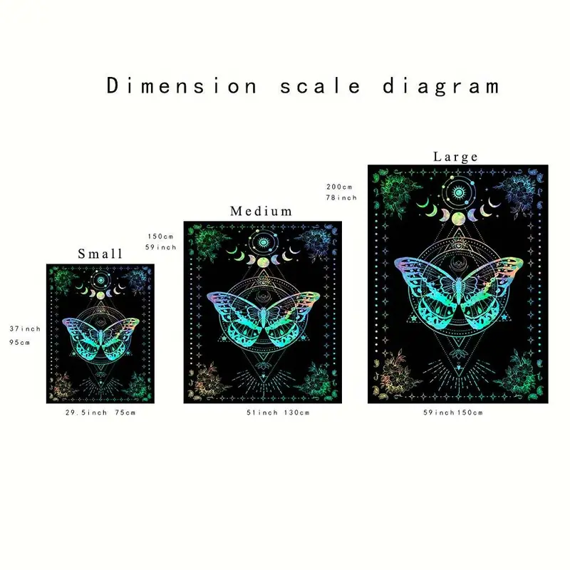 1 Count Dreamy Butterfly & Flowers Pattern Throw Blanket, Boho Moon & Butterfly Tapestry, Wall Hanging Decor for Home Bedroom Living Room 1