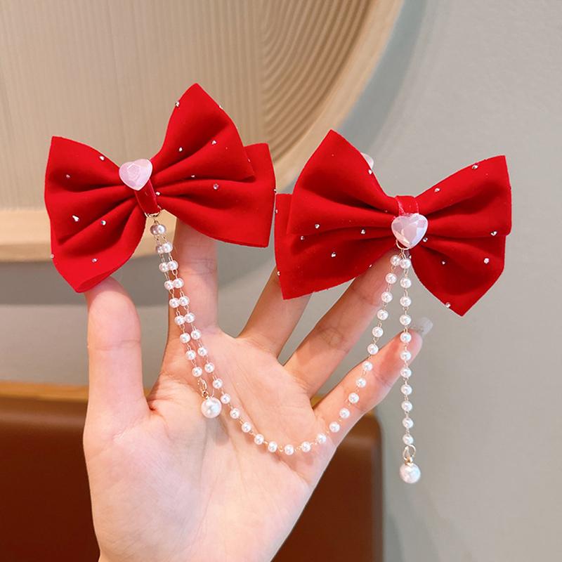 Product Introduction of New Year Red Ribbon Bow Hair Clips For Women Girls Vintage Hairpin Exquisite Headwear Chinese Style Hair Accessories Gifts 22