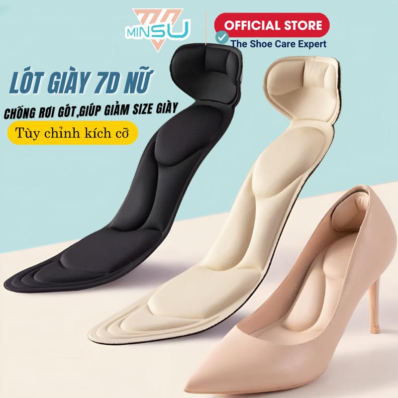 Lót Giày Nữ 7D MINSU M2301 Bảo Vệ Êm Chân Chống Trầy Thốn Gót Chống Rộng Rớt Gót Cho Giày Cao Gót Thể Thao Búp Bê
