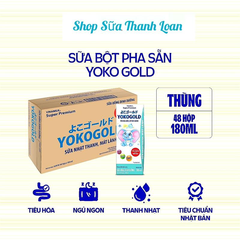 Thùng 48 Hộp Sữa Nước Pha Sẵn Vinamilk Yoko gold 110ml 180ml.