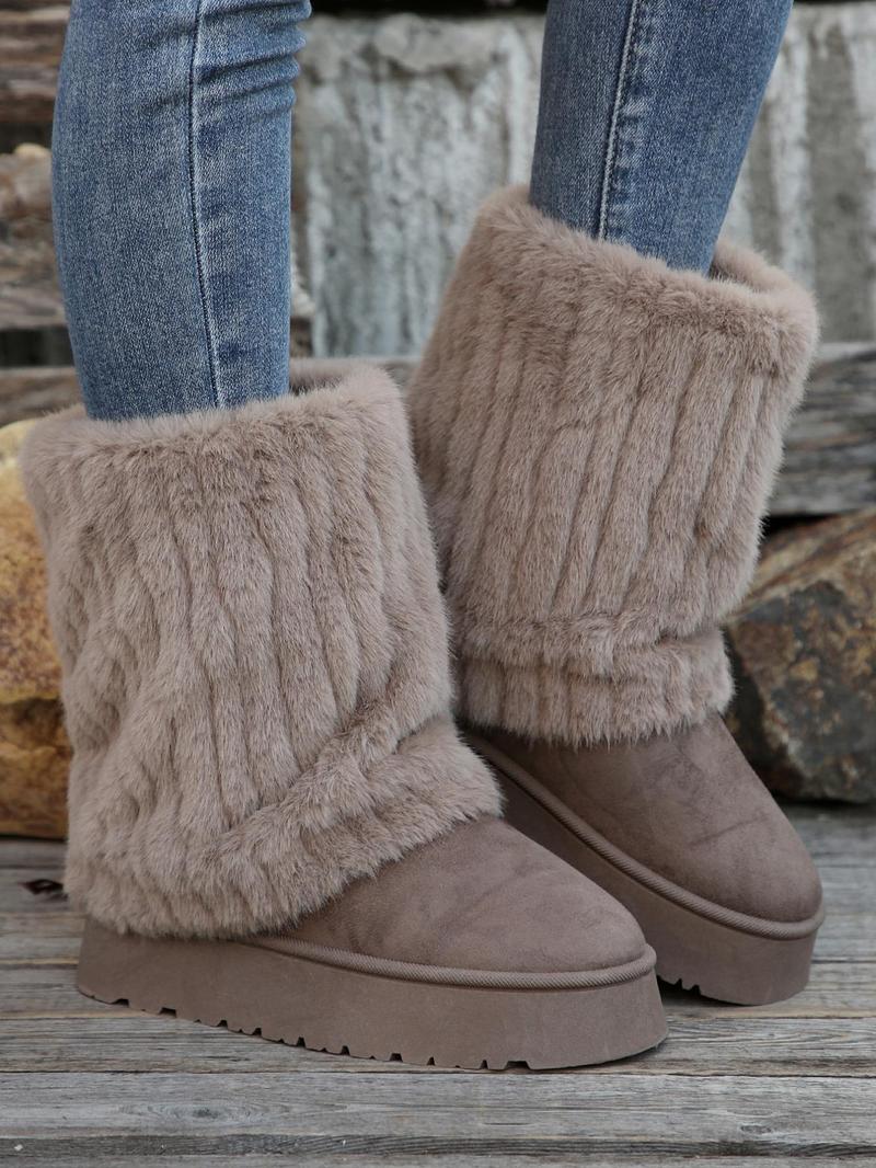 Product Introduction of Women's Solid Color Plush Lining Snow Boots, Casual Warm Thick Sole Boots for Fall & Winter, Female All-match Trendy Shoes for Daily Wear Valentine's Day Gift for Girl 9
