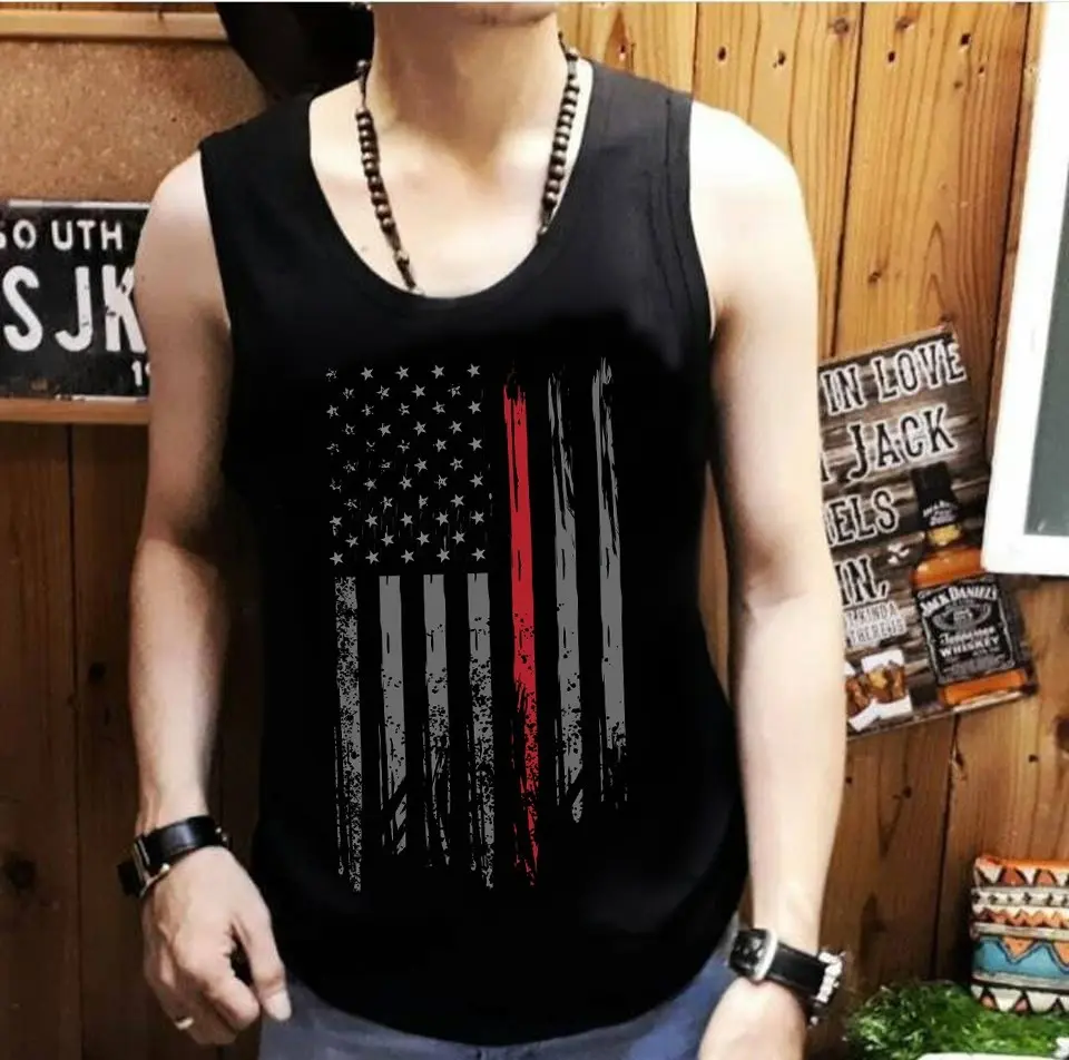 ShopAoi Singlet / Kaos tanpa lengan / Kaos Dalam / T-shirt Distro / Singlet Bendera Pria Murah Santai Hitam Motif Oblong