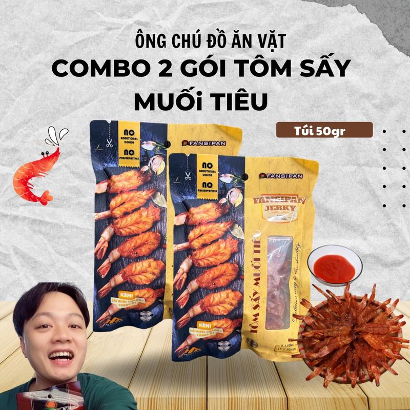 [DEAL SỐC] combo 2 túi tôm sấy muối tiêu - ông chú đồ ăn vặt Snack Food  Thức Ăn Chua